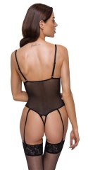 Cottelli Lingerie Body XL Czarna Siatka Koronka Regulowane Ramiączka