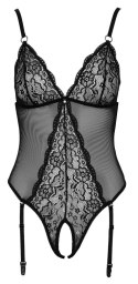 Cottelli Lingerie Body XL Czarna Siatka Koronka Regulowane Ramiączka