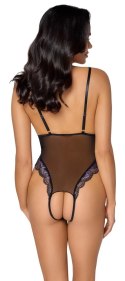 Cottelli Lingerie Body XL Czarny z Fioletową Koronką, Regulowane