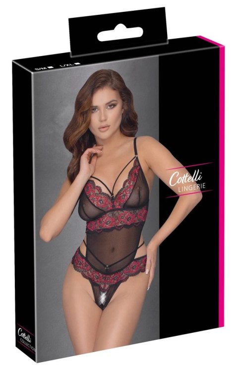 Cottelli Lingerie Body dwukolorowa koronka kwiatowa S/M regulacja Cottelli Lingerie Body dwukolorowa koronka kwiatowa S/M regulacja