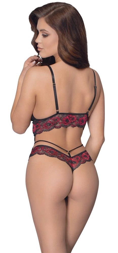 Cottelli Lingerie Body dwukolorowa koronka kwiatowa S/M regulacja Cottelli Lingerie Body dwukolorowa koronka kwiatowa S/M regulacja
