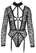 Cottelli Lingerie Body koronkowe długi rękaw uprząż czarne L