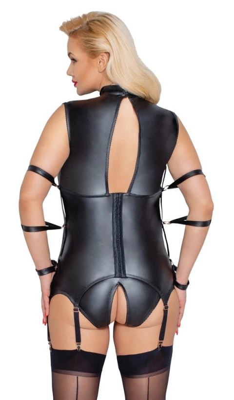 Cottelli Bondage Koszulka matowa z paskami do pończoch + majtki 4XL Cottelli Bondage Koszulka matowa z paskami do pończoch + majtki 4XL
