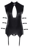 Cottelli Bondage Koszulka matowa z paskami do pończoch + majtki 4XL