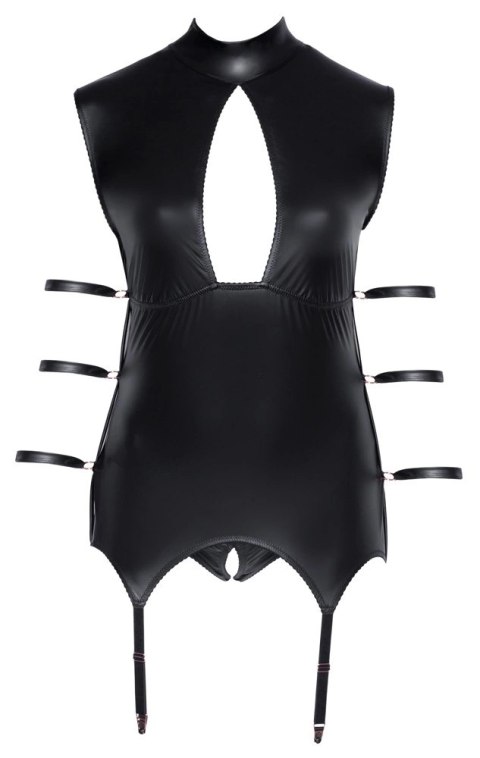 Cottelli Bondage Koszulka matowa z paskami do pończoch + majtki 4XL Cottelli Bondage Koszulka matowa z paskami do pończoch + majtki 4XL