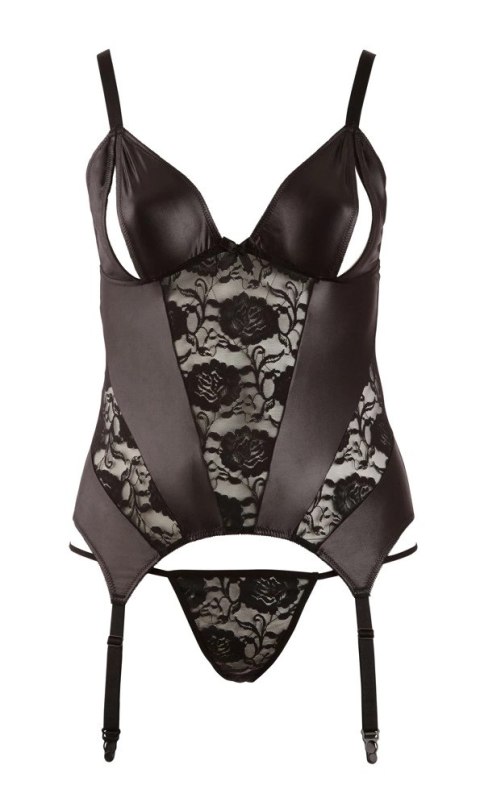 Cottelli CURVES koszulka z koronką i rozcięciami, stringi 3XL czarna Cottelli CURVES koszulka z koronką i rozcięciami, stringi 3XL czarna