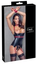 Cottelli Collection Bondage Haleczka matowa czerwona XL pasek i kajdanki