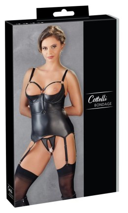 Cottelli Collection Bondage - koszulka matowa z fiszbinami i stringi M