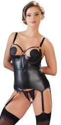 Cottelli Collection Bondage - koszulka matowa z fiszbinami i stringi M