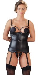 Cottelli Collection Bondage - koszulka matowa z fiszbinami i stringi M
