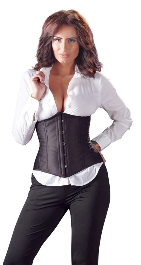 Cottelli Collection Gorset bez miseczek na haftki czarny M Cottelli Collection Gorset bez miseczek na haftki czarny M