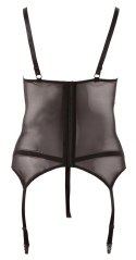 Cottelli Curves zestaw koszulka z koronką + otwarte stringi XL czarny