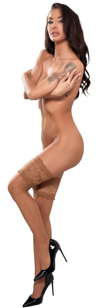 Cottelli LEGWEAR pończochy samonośne beżowe szeroka koronka 20 den Cottelli LEGWEAR pończochy samonośne beżowe szeroka koronka 20 den