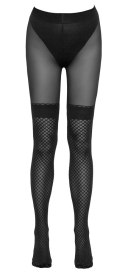 Cottelli LEGWEAR rajstopy damskie czarne z siateczką 30 den open style