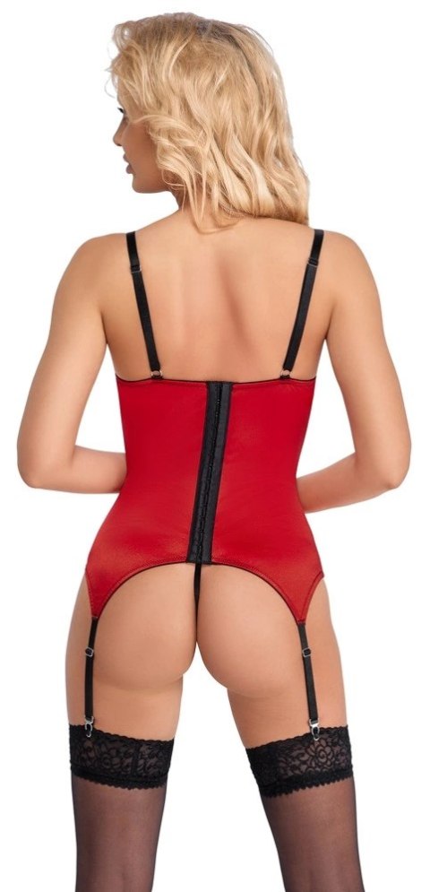 Cottelli LINGERIE Haleczka satynowa z paskami M czerwona z czarną koronką Cottelli LINGERIE Haleczka satynowa z paskami M czerwona z czarną koronką