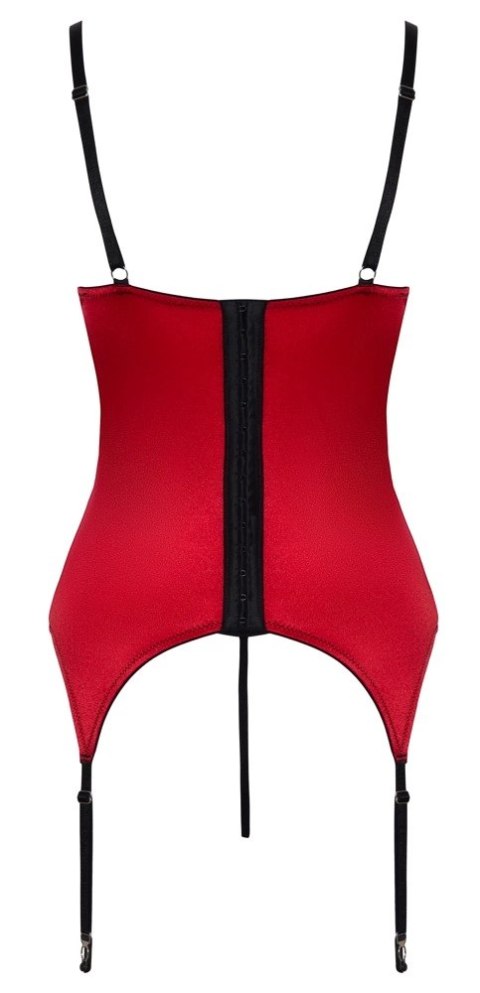 Cottelli LINGERIE Haleczka satynowa z paskami M czerwona z czarną koronką Cottelli LINGERIE Haleczka satynowa z paskami M czerwona z czarną koronką