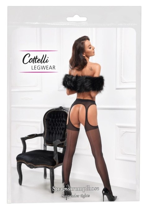 Cottelli Legwear Rajstopy z Koronką i Szewem 20 DEN Czarny