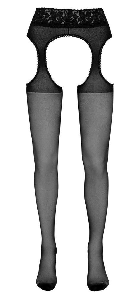 Cottelli Legwear rajstopy z koronkowymi wycięciami, czarne, rozmiar 2 Cottelli Legwear rajstopy z koronkowymi wycięciami, czarne, rozmiar 2