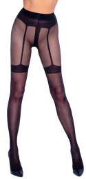 Cottelli Legwear rajstopy z wzorem pończoch open crotch czarne 30 den