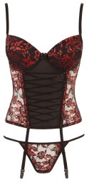 Cottelli Lingerie Gorset Kwiatowy 75B/S z Stringami, Koronka, Powernet