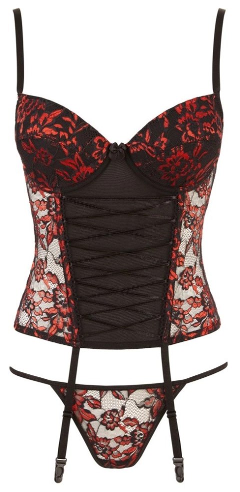 Cottelli Lingerie Gorset Kwiatowy 75B/S z Stringami, Koronka, Powernet Cottelli Lingerie Gorset Kwiatowy 75B/S z Stringami, Koronka, Powernet