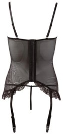 Cottelli Lingerie Koszulka Koronkowa z Paskami 80C/L Czarna + Stringi