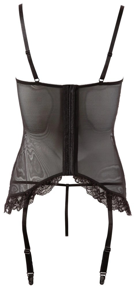 Cottelli Lingerie Koszulka Koronkowa z Paskami 80C/L Czarna + Stringi Cottelli Lingerie Koszulka Koronkowa z Paskami 80C/L Czarna + Stringi
