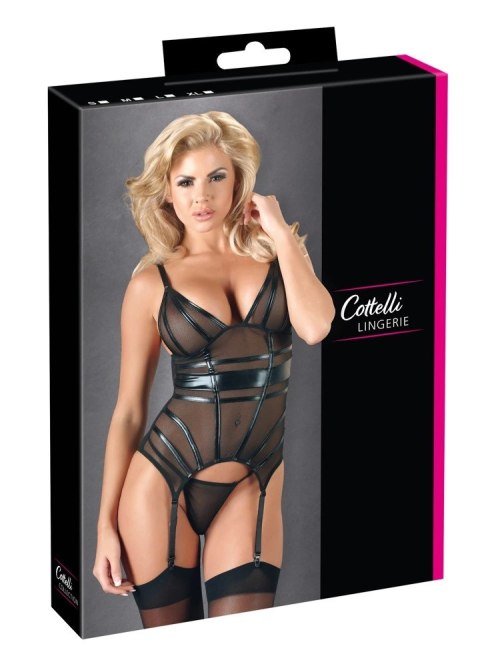 Cottelli Lingerie Koszulka Siatkowa Czarna XL z Paskami i Stringami Cottelli Lingerie Koszulka Siatkowa Czarna XL z Paskami i Stringami