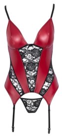 Cottelli Lingerie XL - Koszulka matowa z koronką i paskami + stringi