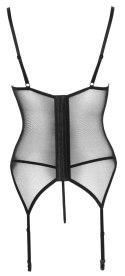 Cottelli Lingerie XL - Koszulka matowa z koronką i paskami + stringi