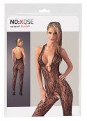NO:XQSE Kombinezon siateczkowy S/M z perłami i uchwytem na szyję