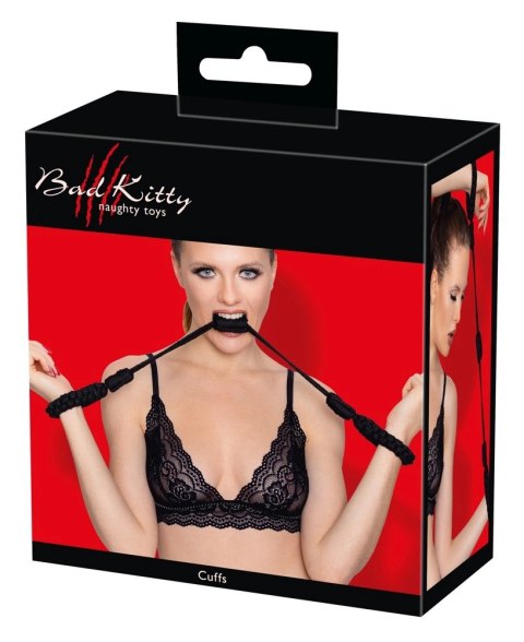 Bad Kitty Cuffs Rope - bawełniane kajdanki linowe czarne, rozmiar 1 Bad Kitty Cuffs Rope - bawełniane kajdanki linowe czarne, rozmiar 1