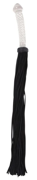 Bad Kitty Flogger z szklanym uchwytem i końcowką anatomiczną, czarny 64 cm