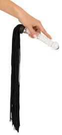 Bad Kitty Flogger z szklanym uchwytem i końcowką anatomiczną, czarny 64 cm