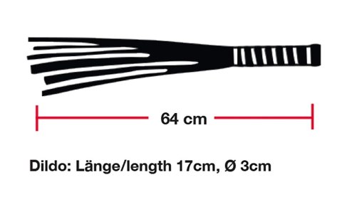Bad Kitty Flogger z szklanym uchwytem i końcowką anatomiczną, czarny 64 cm Bad Kitty Flogger z szklanym uchwytem i końcowką anatomiczną, czarny 64 cm