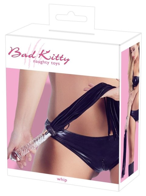 Bad Kitty Flogger z szklanym uchwytem i końcowką anatomiczną, czarny 64 cm Bad Kitty Flogger z szklanym uchwytem i końcowką anatomiczną, czarny 64 cm