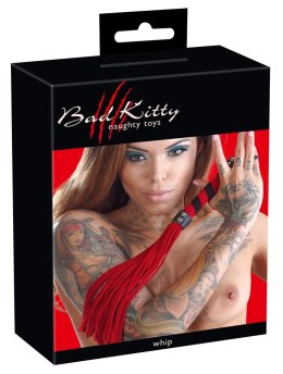 Bad Kitty Red Line - dwukolorowy bicz tekstylny 38 cm
