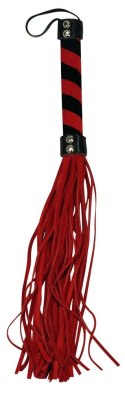 Bad Kitty Red Line - dwukolorowy bicz tekstylny 38 cm