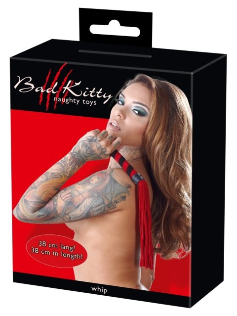 Bad Kitty Red Line - dwukolorowy bicz tekstylny 38 cm Bad Kitty Red Line - dwukolorowy bicz tekstylny 38 cm