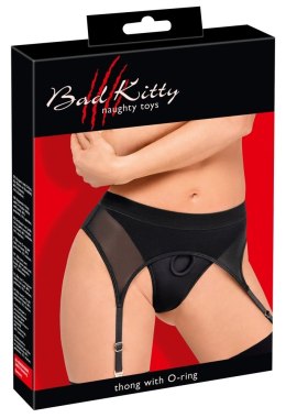 Bad Kitty Stringi z Pasem do Pończoch 2XL, mikrofibra, czarne