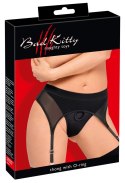 Bad Kitty Stringi z paskiem do pończoch L czarne, uchwyt O3,5cm