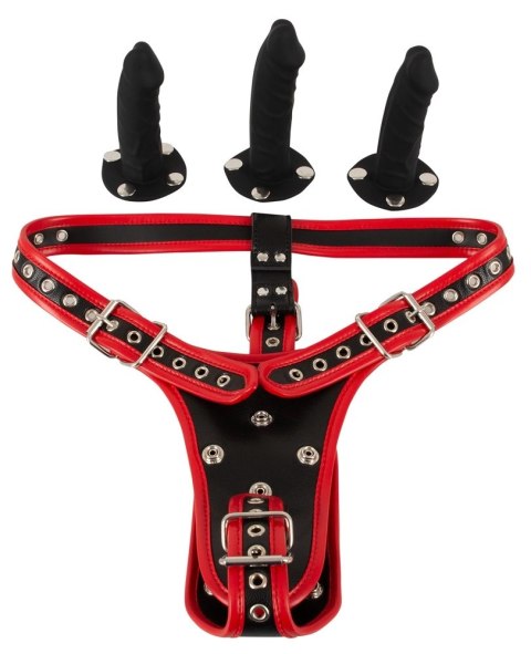 Bad Kitty Uprząż Strap-On S/M z 3 wymiennymi wkładami silikonowymi Bad Kitty Uprząż Strap-On S/M z 3 wymiennymi wkładami silikonowymi