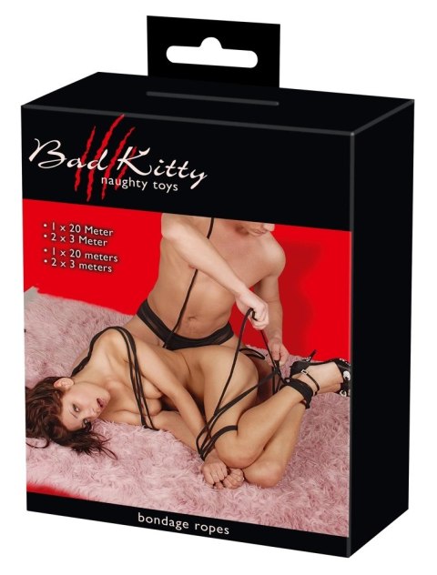 Bad Kitty Zestaw Lin do Wiązania 100% Bawełna Czarny 3 szt. 20m+2x3m Bad Kitty Zestaw Lin do Wiązania 100% Bawełna Czarny 3 szt. 20m+2x3m