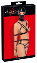 Bad Kitty Zestaw Uprzęży XL z Maską i Regulacją z Ekoskory Czarny