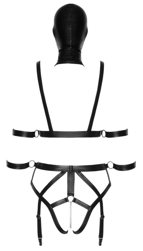Bad Kitty Zestaw Uprzęży XL z Maską i Regulacją z Ekoskory Czarny Bad Kitty Zestaw Uprzęży XL z Maską i Regulacją z Ekoskory Czarny