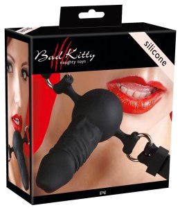 Bad Kitty silikonowy czarny knebel z anatomicznym wkładem 9,5 cm
