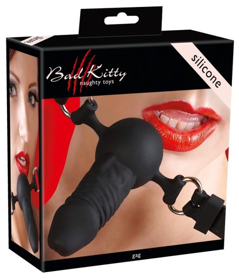 Bad Kitty silikonowy czarny knebel z anatomicznym wkładem 9,5 cm Bad Kitty silikonowy czarny knebel z anatomicznym wkładem 9,5 cm