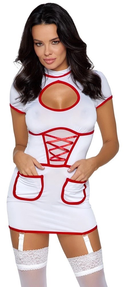 Cottelli Costumes Stroj Pielęgniarki XL Biało-Czerwony elastyczny Cottelli Costumes Stroj Pielęgniarki XL Biało-Czerwony elastyczny