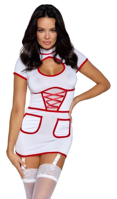 Cottelli Costumes Stroj Pielęgniarki L z Regulowanymi Szelkami Biały Cottelli Costumes Stroj Pielęgniarki L z Regulowanymi Szelkami Biały