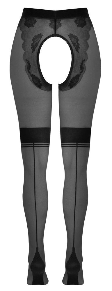 Cottelli LEGWEAR Rajstopy Retro Bez Krocza 25 den beżowo-czarne Cottelli LEGWEAR Rajstopy Retro Bez Krocza 25 den beżowo-czarne